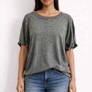 Free People We The Free Green Burn Out Short Sleeve Tee Shirt Crew Neck Size M